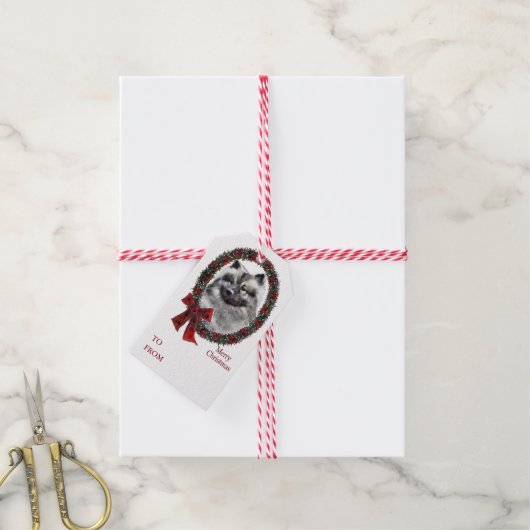 Keeshond Christmas Geschenkanhänger (Mit Garn)