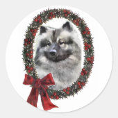 Keeshond Christmas Geschenke Runder Aufkleber (Vorderseite)