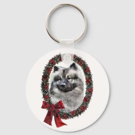 Keeshond Christmas Geschenke Schlüsselanhänger (Vorderseite)