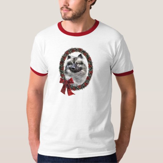 Keeshond Christmas Geschenke T-Shirt (Vorderseite)