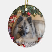 Keeshond Christmas Keramik Ornament (Links)