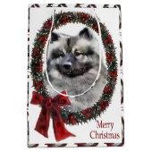 Keeshond Christmas Mittlere Geschenktüte (Vorderseite)