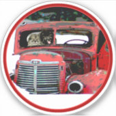 Keeshond Christmas Old Truck Malerei Hund Art Aufkleber (Vorderseite)