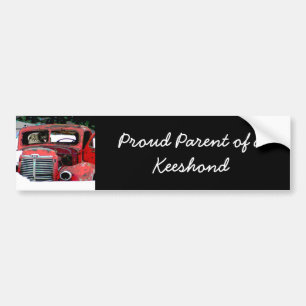 Keeshond Christmas Old Truck Malerei Hund Art Autoaufkleber