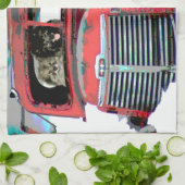 Keeshond Christmas Old Truck Malerei Hund Art Geschirrtuch (Gefaltet)