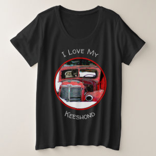Keeshond Christmas Old Truck Malerei Hund Art Große Größe T-Shirt