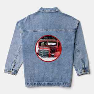 Keeshond Christmas Old Truck Malerei Hund Art Jeansjacke