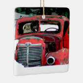 Keeshond Christmas Old Truck Malerei Hund Art Keramikornament (Rechts)