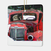 Keeshond Christmas Old Truck Malerei Hund Art Keramikornament (Links)