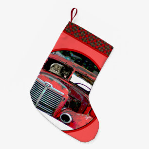 Keeshond Christmas Old Truck Malerei Hund Art Kleiner Weihnachtsstrumpf