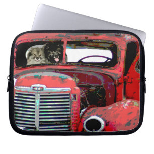 Keeshond Christmas Old Truck Malerei Hund Art Laptopschutzhülle