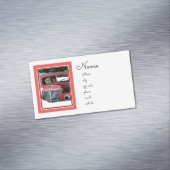 Keeshond Christmas Old Truck Malerei Hund Art Magnetische Visitenkarte (Beispiel)