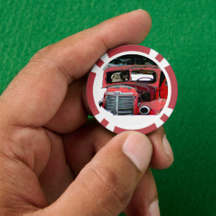 Keeshond Christmas Old Truck Malerei Hund Art Pokerchips