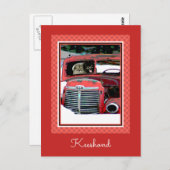 Keeshond Christmas Old Truck Malerei Hund Art Postkarte (Vorne/Hinten)