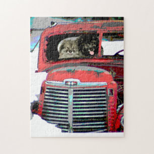 Keeshond Christmas Old Truck Malerei Hund Art Puzzle
