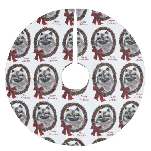 Keeshond Christmas Polyester Weihnachtsbaumdecke (Vorderseite)
