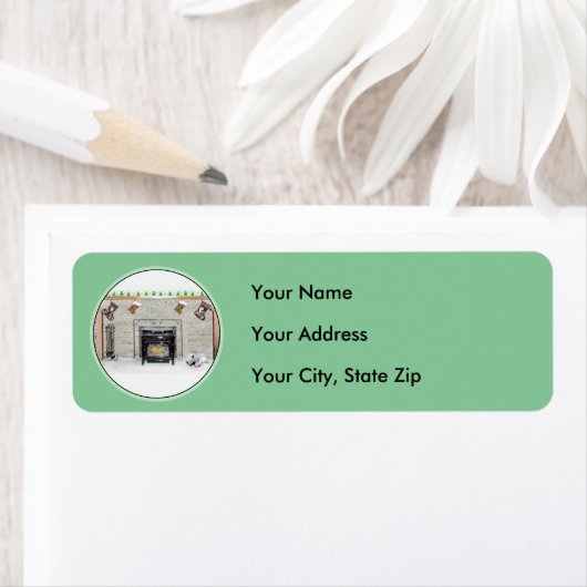 Keeshond Christmas Puppy Dog von Fireplace Paintin (Insitu)