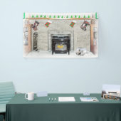 Keeshond Christmas Puppy Dog von Fireplace Paintin Banner (Messeveranstaltung)