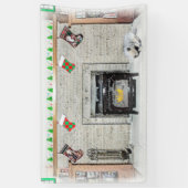 Keeshond Christmas Puppy Dog von Fireplace Paintin Banner (Vertikal)