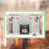 Keeshond Christmas Puppy Dog von Fireplace Paintin Fensteraufkleber (Blatt 2)