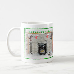 Keeshond Christmas Puppy Dog von Fireplace Paintin Kaffeetasse