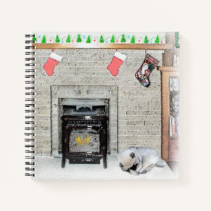 Keeshond Christmas Puppy Dog von Fireplace Paintin Notizblock