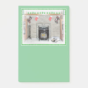 Keeshond Christmas Puppy Dog von Fireplace Paintin Post-it Klebezettel