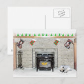 Keeshond Christmas Puppy Dog von Fireplace Paintin Postkarte (Vorne/Hinten)