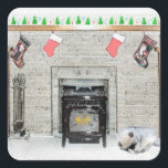 Keeshond Christmas Puppy Dog von Fireplace Paintin Quadratischer Aufkleber<br><div class="desc">Keeshond Weihnachts Welpe von Fireplace Hund Portrait, Original-Bild. Wir sind auf niedliche und lustige Originalkunst spezialisiert, die wir für Sie selbst oder als Geschenk für Ihre Keeshond-Freunde kaufen können. Seien Sie kreativ - klicken Sie auf KENNEN, um Text hinzuzufügen/zu entfernen/zu ändern, das Bild zu verändern, Farben zu ändern oder alles...</div>