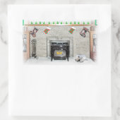 Keeshond Christmas Puppy Dog von Fireplace Paintin Rechteckiger Aufkleber (Tasche)