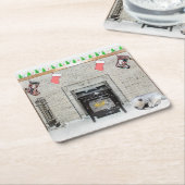 Keeshond Christmas Puppy Dog von Fireplace Paintin Rechteckiger Pappuntersetzer (angewinkelt)