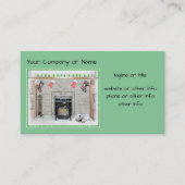 Keeshond Christmas Puppy Dog von Fireplace Paintin Visitenkarte (Vorderseite)