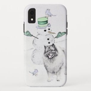 Keeshond Christmas Snowman Painting Dog Art Case-Mate iPhone Hülle