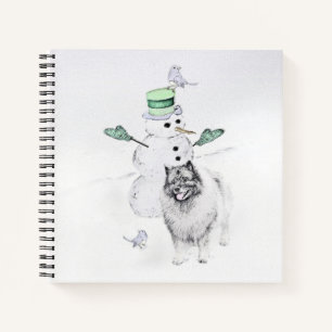 Keeshond Christmas Snowman Painting Dog Art Notizblock