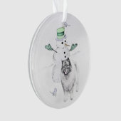 Keeshond Christmas Snowman Painting Dog Art Ornament (Vorderseite)