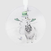 Keeshond Christmas Snowman Painting Dog Art Ornament (Rückseite)