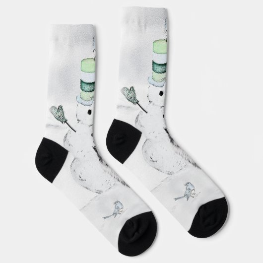 Keeshond Christmas Snowman Painting Dog Art Socken (Rechts)