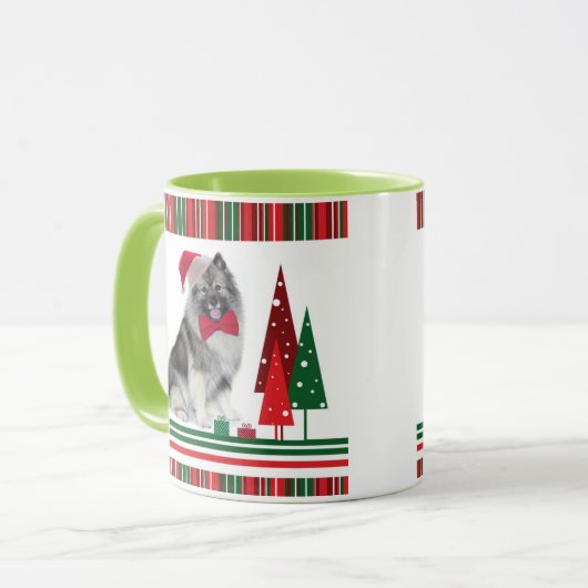Keeshond Christmas Tasse (Vorderseite Links)
