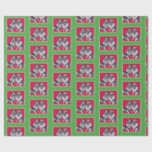 Keeshond Christmas Wrap Geschenkpapier (Flach)