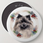 Keeshond Christmas Wreath Festivals Button (Vorne & Hinten)