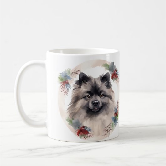 Keeshond Christmas Wreath Festivals Kaffeetasse (Links)