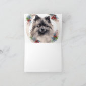 Keeshond Christmas Wreath Festivals Karte (Innenseite)