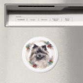 Keeshond Christmas Wreath Festivals Magnet (In Situ (Geschirrspüler))