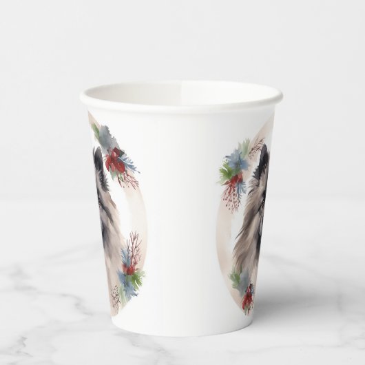 Keeshond Christmas Wreath Festivals Pappbecher (Links)