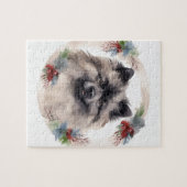 Keeshond Christmas Wreath Festivals Puzzle (Horizontal)