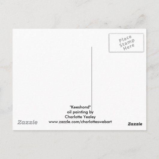 "Keeshond" Dog Art Postcard Postkarte (Rückseite)