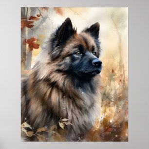 Keeshond Dog Art Print Poster
