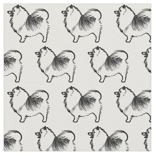 Keeshond Dog Black and White Stoff (Nahaufnahme)