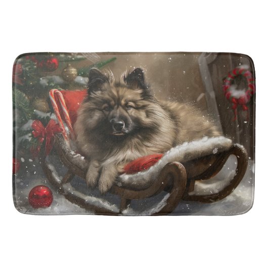 keeshond Dog Christmas Festive Badematte (Vorderseite)
