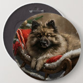 keeshond Dog Christmas Festive Button (Vorne & Hinten)